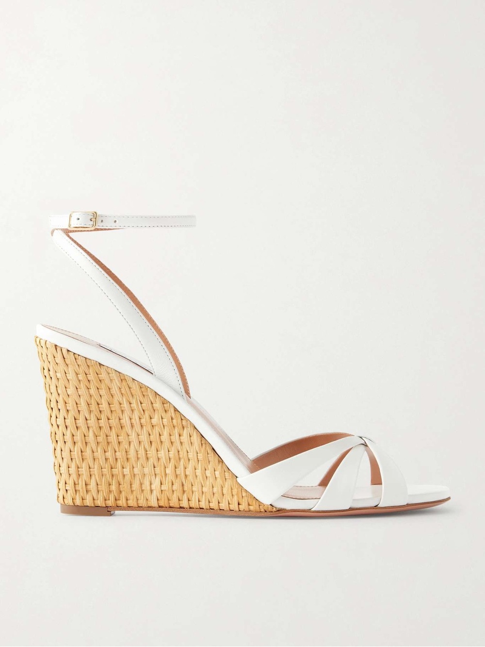 New Aquazzura Tati 85 leather wedge sandals $1,045 37